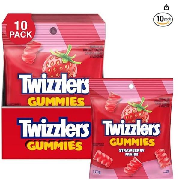 Twizzlers Gummies Strawberry Fraise 170g Pack of 10