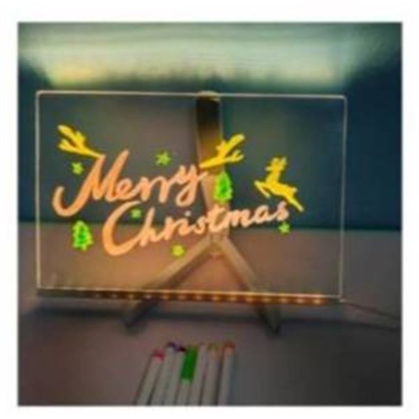 LED Note Board with Colors, 11.8 x 7.9 Inch Light Up Message Board with Adjustable Stand and 7 Pens
