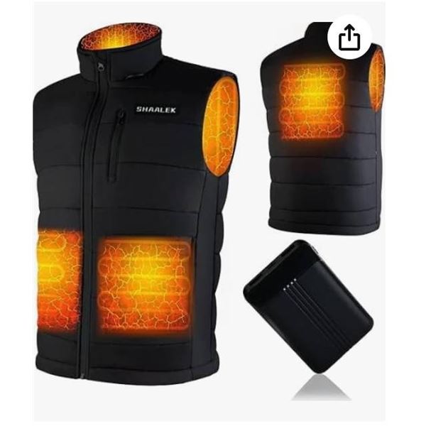 Shaalek Heated Vest with 10000 mAh Power Bank, Size S/M