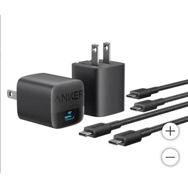 Anker 30W Fast Charging Kit with 2 USB-C Cables, 6 ft, 2-Pack