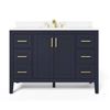 Image 1 : Ellia 48-inch W x 20-inch D 2-Door & 6-Drawer Navy Wood Bathroom Vanity Single Undermount Sink with 