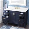Image 2 : Ellia 48-inch W x 20-inch D 2-Door & 6-Drawer Navy Wood Bathroom Vanity Single Undermount Sink with 