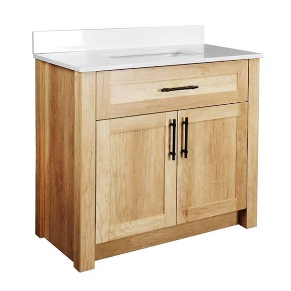 Home Decorators Collection Farley 36-Inch Vanity Combo in Natural Wood Finish