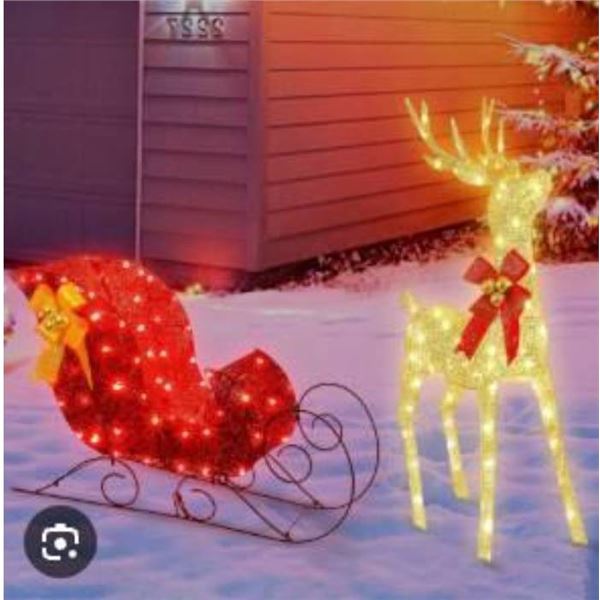 Christmas Reindeer and Sleigh Lights – Model X004DU4XG1