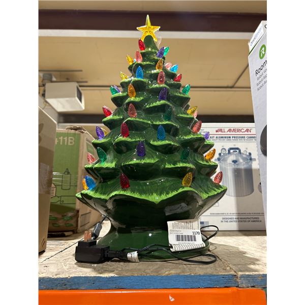 Ceramic Christmas Tree With Multi-Colored Lights and Plug-In Adapter