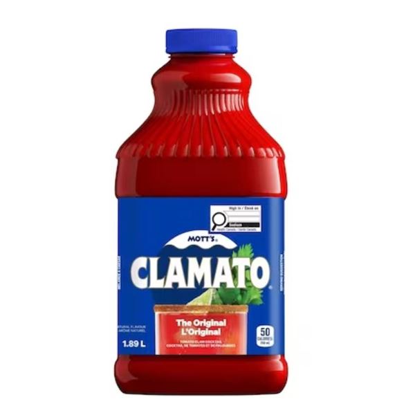 Mott’s Clamato Tomato Cocktail 8 x 1.89L Bottles