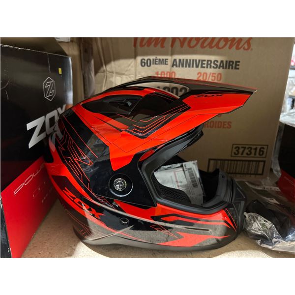 ZOX Full-Face Helmet with Red and Black Design