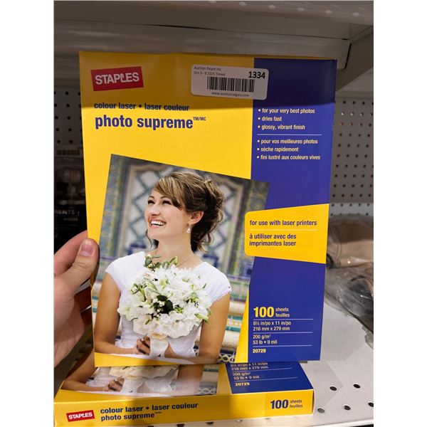2 Staples Colour Laser Photo Supreme Paper, 8.5×11 Inches, 100 Sheets Each