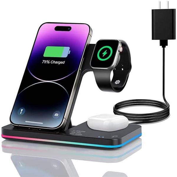 3-in-1 Foldable Wireless Charging Station With Night Light