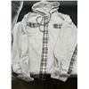 Image 2 : SHEWIN Womens Waffle Knit Plaid Shacket Boyfriend Button Down Shirt Hooded Jacket Loose Long Sleeve 