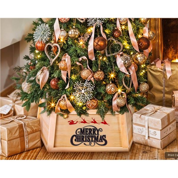 Wood Christmas Tree Collar With ‘Merry Christmas’ Design