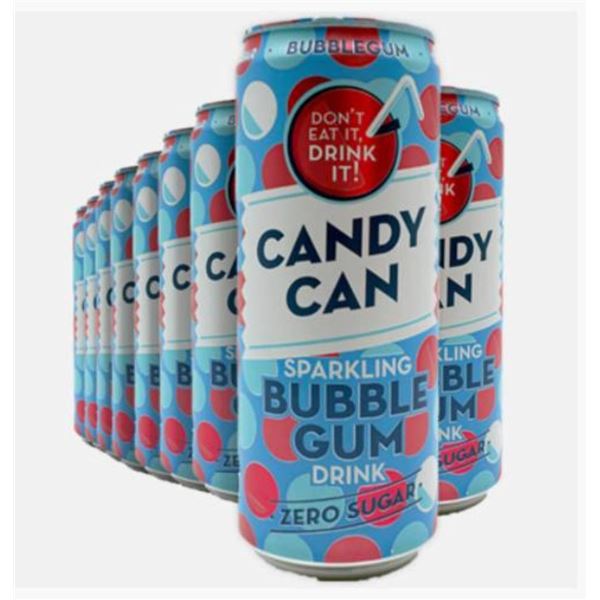 Candy Can Bubble Gum Flavored Sparkling Soft Drinks 330ml, Pack of 12