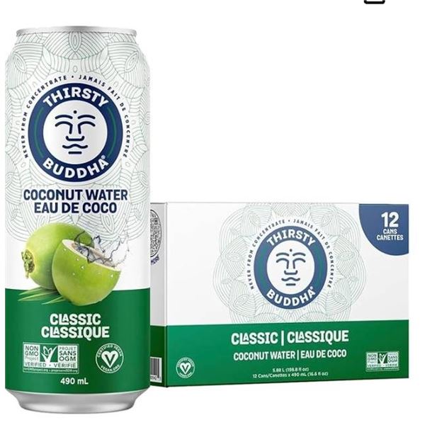 Thirsty Buddha Classic Coconut Water 11 Cans, 490ml Each