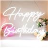 Image 1 : LED Light Sign with ‘Happy Birthday’ Design and Power Adapter