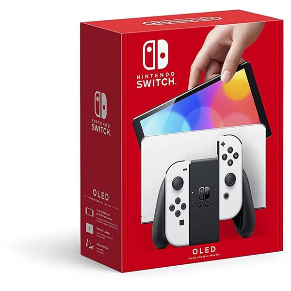 Nintendo Switch OLED Model, 64GB System Memory, White Controllers