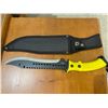 Image 2 : Fixed-Blade Knife with Yellow Handle and Nylon Sheath