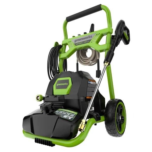 Greenworks 2100 PSI Electric Pressure Washer with Hose and Wheels