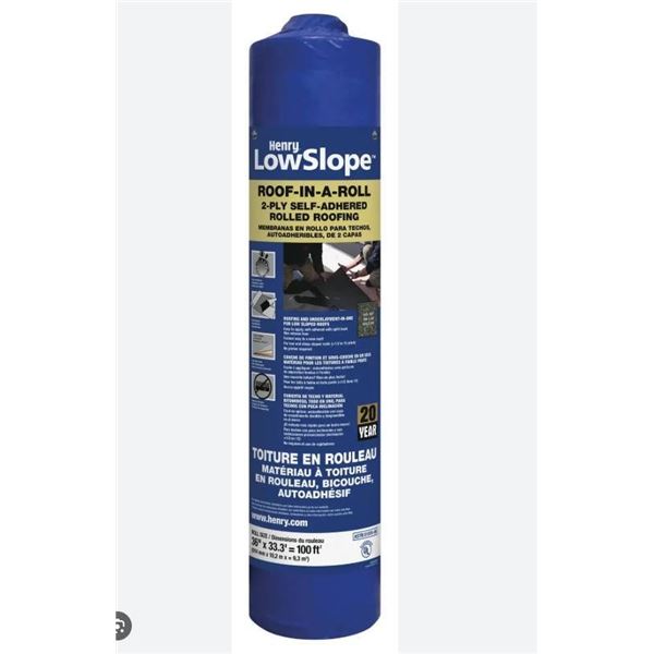 Henry LowSlope 2-Ply Self-Adhered Roof-In-A-Roll, Black 3 feet by 35 feet