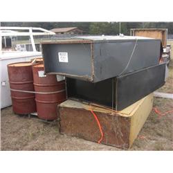 (1) LOT CABINETS, DRUMS, & TENNANT SWEEPER