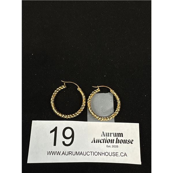 Very Nice Pair of 10K Gold Hoop Earrings Total Weight 2.13 gr