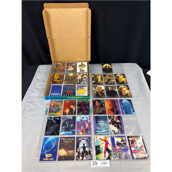 Box Full of Comic and Movie Trading Cards on Pages