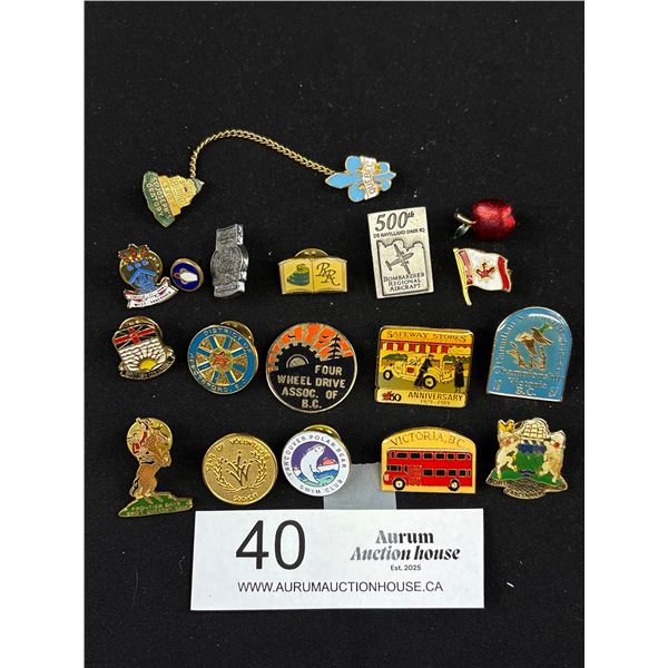 19 Vintage Enamel + Other Pins