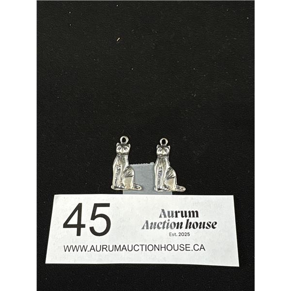 2 Sterling Cat Pendants/Charms