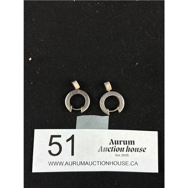 A Very Nice Pair of Heavy Quality "Fossil" Sterling Earrings
