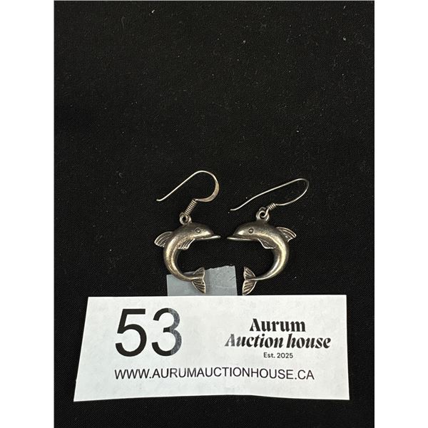 Pair of Sterling "Dolphin" Earrings