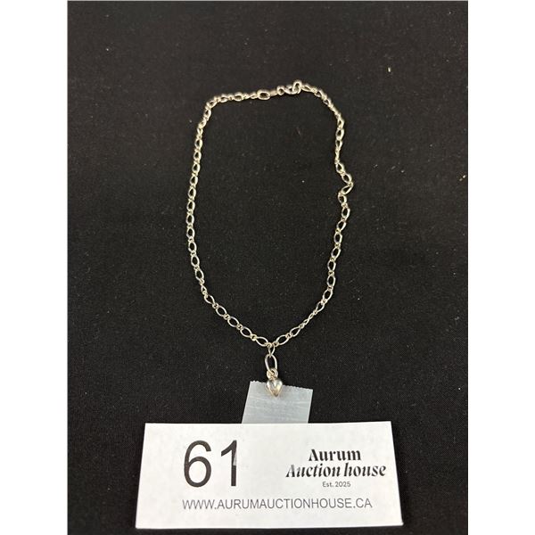 Sterling Ankle Bracelet w/ Heart Drop