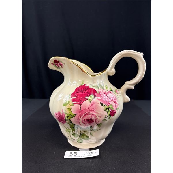 Large Antique Staffordshire Rose Water Pitcher Made in England, Approx 8" Tall