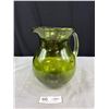 Image 2 : Large Mid Century Modern Green Glass Water Jug Approx 9" Tall