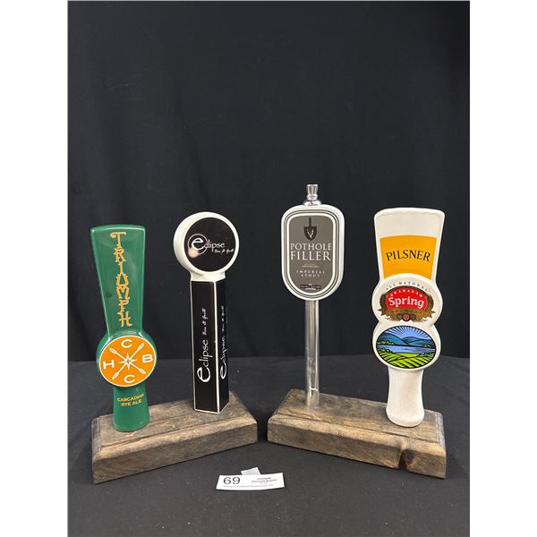 4 Beer Tap Handles on Bases