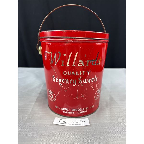 1950s Willards Candy Pail Approx 7" Tall