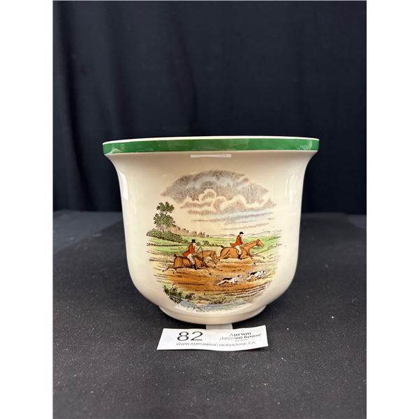 Antique Hunting Scene Planter Pot - Made in England