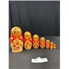 Image 2 : Vintage Nesting Russian Nesting Dolls and Handpainted Egg w/ Stand