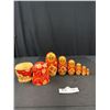 Image 3 : Vintage Nesting Russian Nesting Dolls and Handpainted Egg w/ Stand