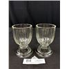 Image 1 : 2 Vintage Ribbed Clear Glass Double Egg Cups