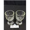 Image 2 : 2 Vintage Ribbed Clear Glass Double Egg Cups