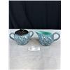 Image 1 : MCM McCoy Turqouise Brocade Lidded Sugar and Creamer Set