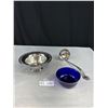 Image 2 : Vintage Marlboro Footed Compote Dish w/ Cobalt Glass Liner and Ladle