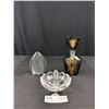 Image 1 : Gorgeous Cut Crystal Perfume Bottle, Waterford Ring Holder and Wedgwood Paperweight (Chip on Neck of