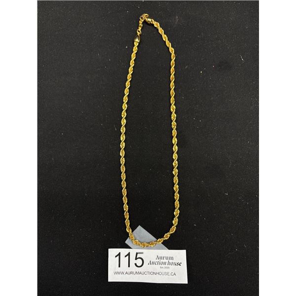 Vintage Gold Rope Chain Necklace Solid! Heavy
