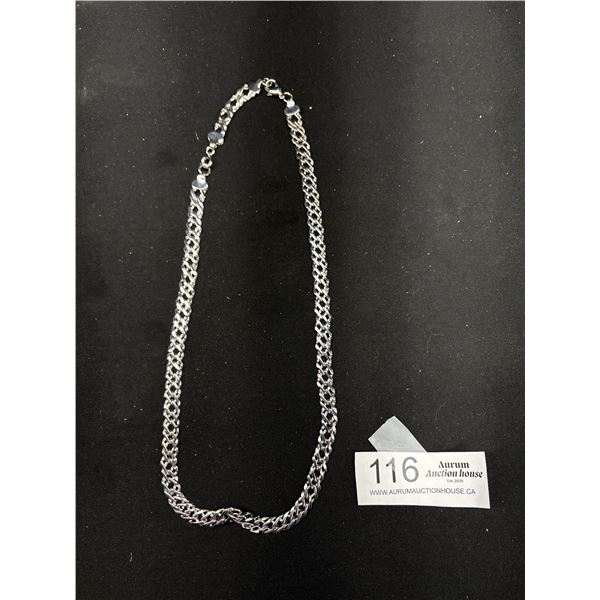 Heavy Large Rhodium Plated Link Necklace Solid! Quality!