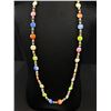 Image 2 : Antique C.1920 Multi Color Melon Glass Bead Necklace Collectors Item