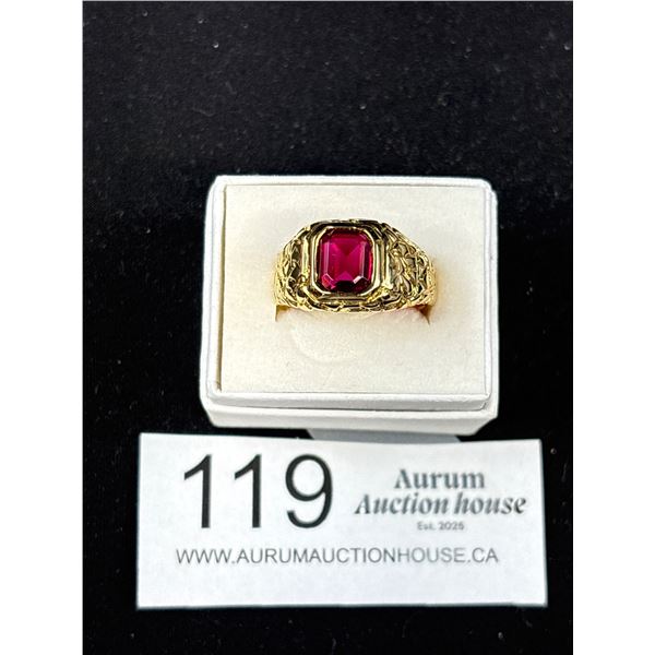 Stunning! Gold Ruby Nugget Ring Marked 18K G.E
