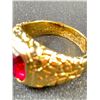 Image 3 : Stunning! Gold Ruby Nugget Ring Marked 18K G.E