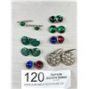 Image 1 : Antique Cufflink Lot Ruby Sapphire Emerald Cabachon + Silver Beauties!