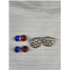 Image 2 : Antique Cufflink Lot Ruby Sapphire Emerald Cabachon + Silver Beauties!