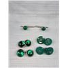 Image 4 : Antique Cufflink Lot Ruby Sapphire Emerald Cabachon + Silver Beauties!
